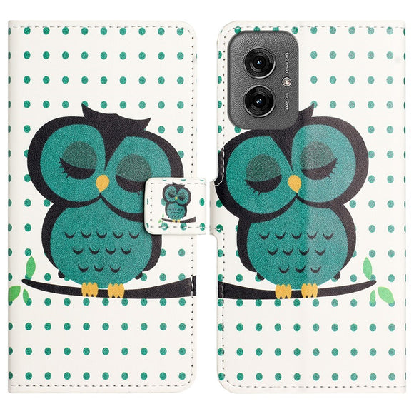 EIDERWOOD Motorola Moto G55 Flip Cover m. Kortholder og Ståfunktion - Sovende Ugle