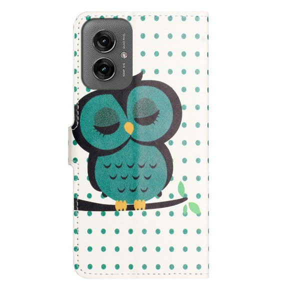EIDERWOOD Motorola Moto G55 Flip Cover m. Kortholder og Ståfunktion - Sovende Ugle