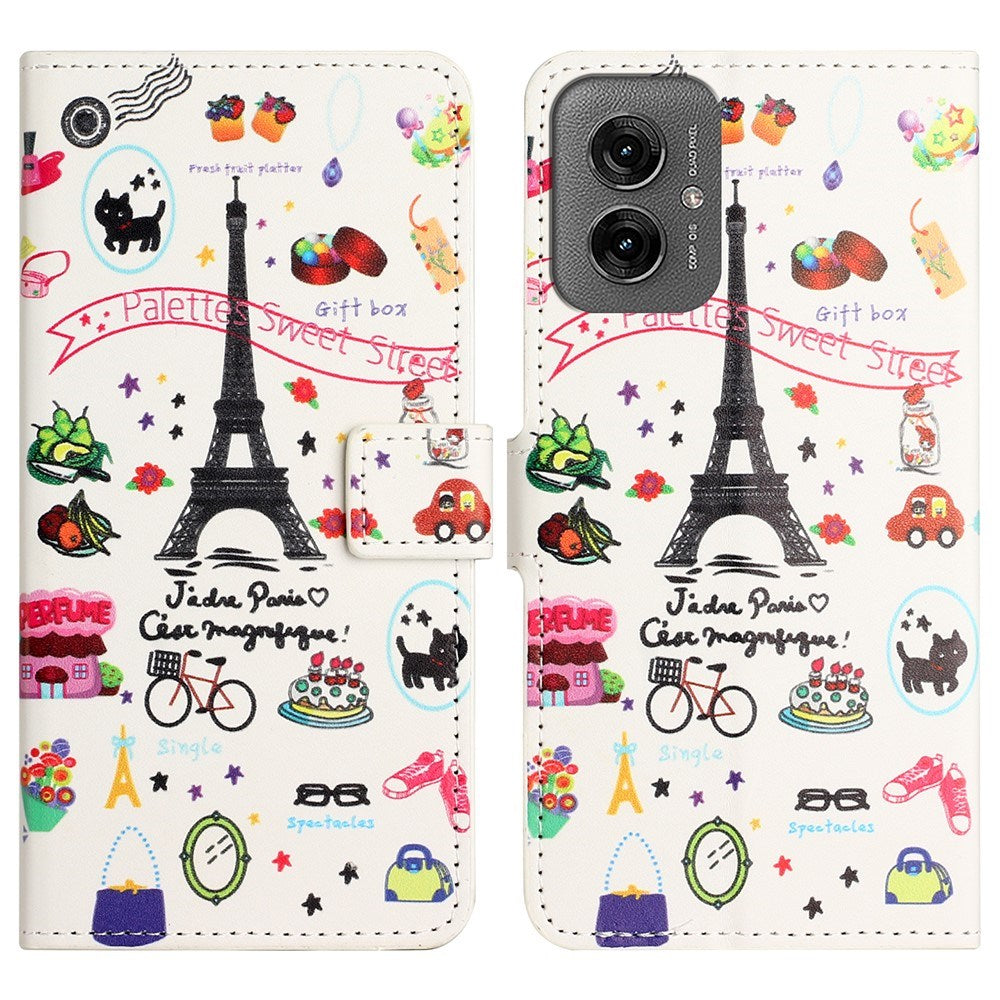 EIDERWOOD Motorola Moto G55 Flip Cover m. Kortholder og Ståfunktion - Eiffeltårnet