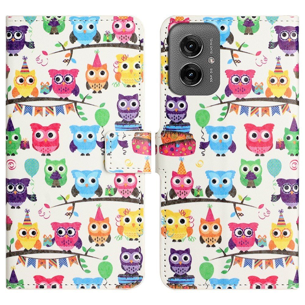 EIDERWOOD Motorola Moto G55 Flip Cover m. Kortholder og Ståfunktion - Ugler