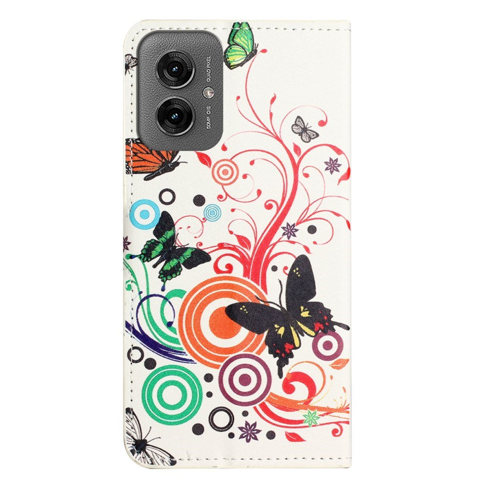 EIDERWOOD Motorola Moto G55 Flip Cover m. Kortholder og Ståfunktion - Hvid / Sommerfugle
