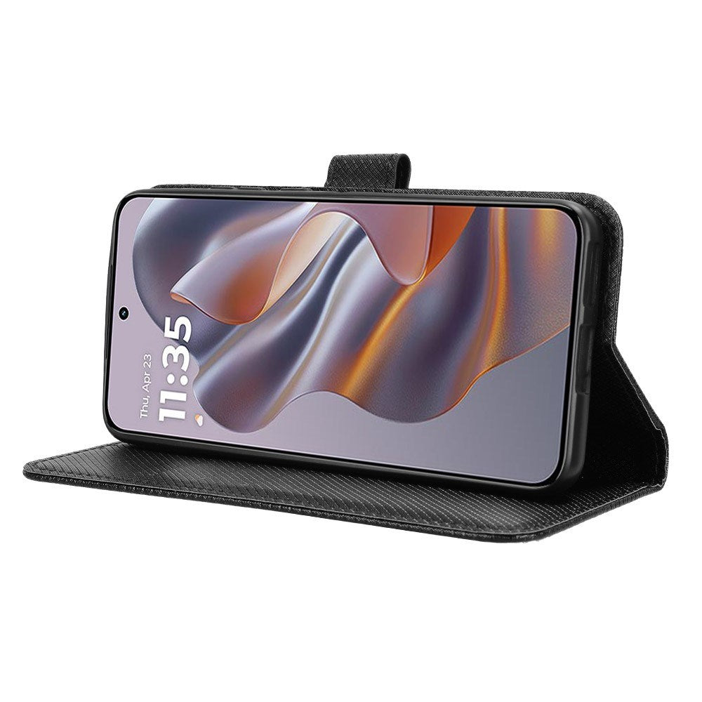 EIDERWOOD Motorola Edge 50 Neo (5G)/Moto S50 (5G)/ThinkPhone 25 (5G) Vegansk Læder Flip Cover m. Diamant Tekstur - Sort