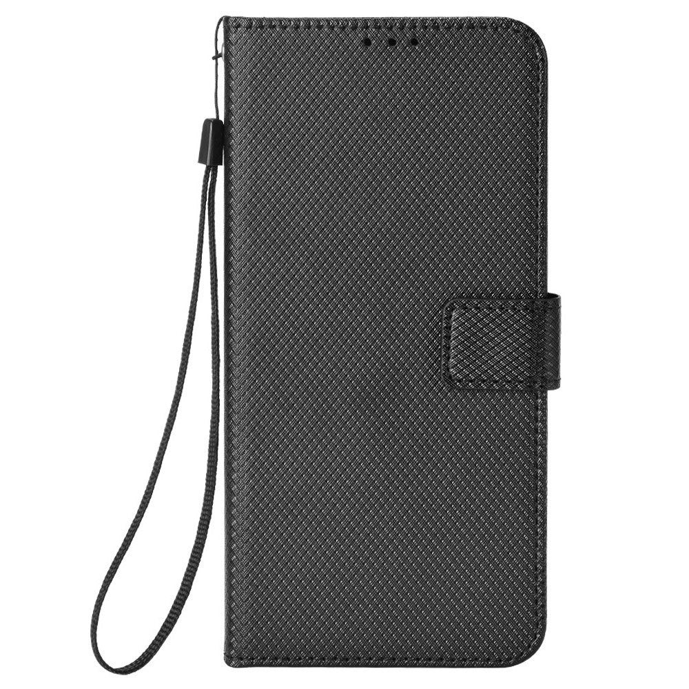 EIDERWOOD Motorola Edge 50 Neo (5G)/Moto S50 (5G)/ThinkPhone 25 (5G) Vegansk Læder Flip Cover m. Diamant Tekstur - Sort
