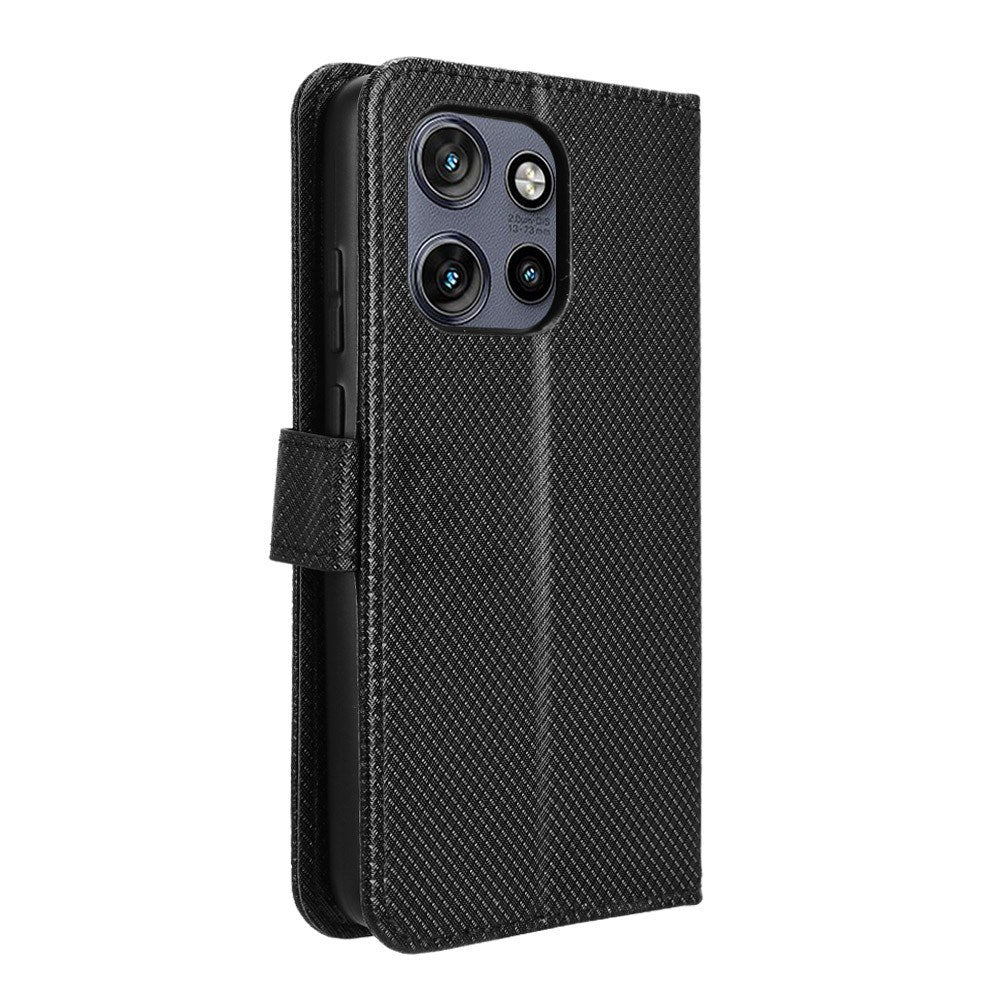 EIDERWOOD Motorola Edge 50 Neo (5G)/Moto S50 (5G)/ThinkPhone 25 (5G) Vegansk Læder Flip Cover m. Diamant Tekstur - Sort
