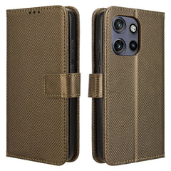 EIDERWOOD Motorola Edge 50 Neo (5G)/Moto S50 (5G)/ThinkPhone 25 (5G) Vegansk Læder Flip Cover m. Diamant Tekstur - Brun