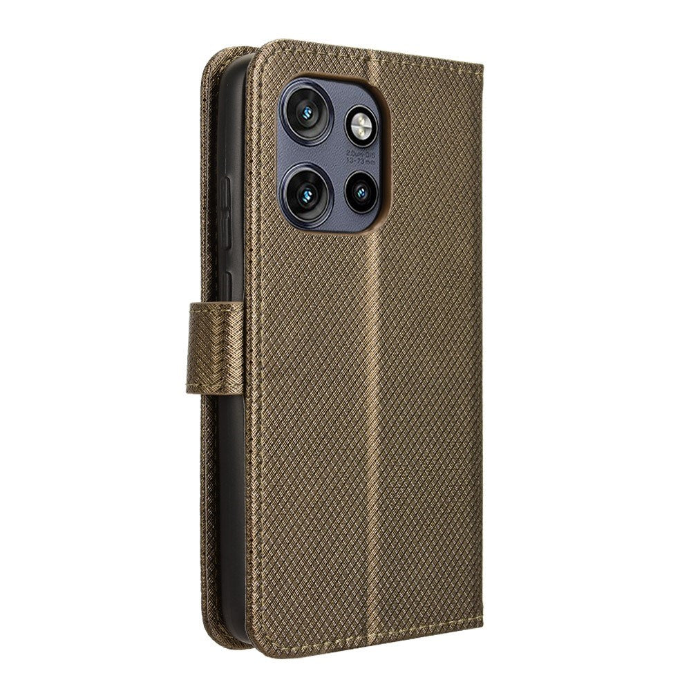 EIDERWOOD Motorola Edge 50 Neo (5G)/Moto S50 (5G)/ThinkPhone 25 (5G) Vegansk Læder Flip Cover m. Diamant Tekstur - Brun