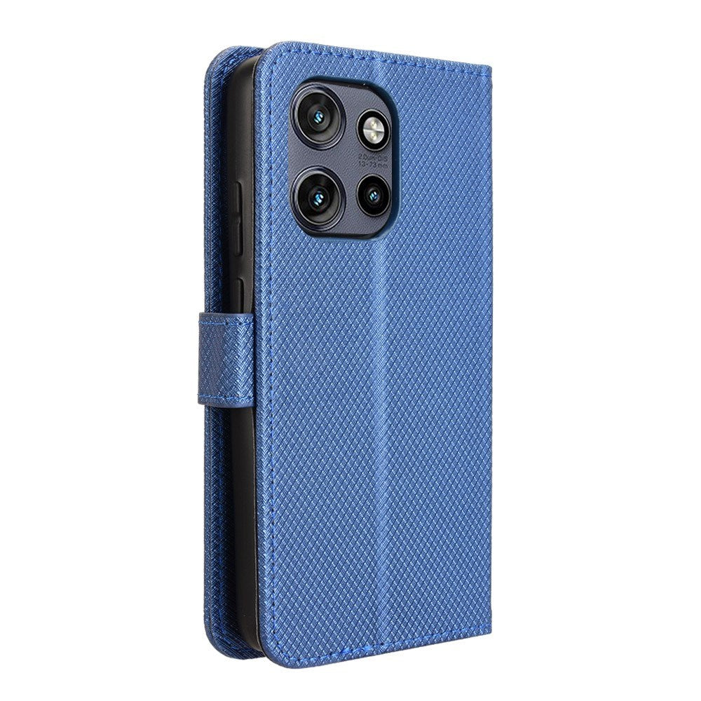 EIDERWOOD Motorola Edge 50 Neo (5G)/Moto S50 (5G)/ThinkPhone 25 (5G) Vegansk Læder Flip Cover m. Diamant Tekstur - Blå