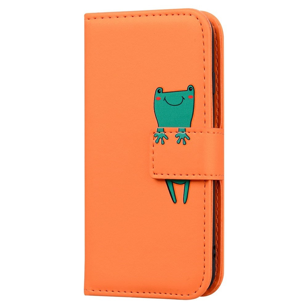 iPhone 16 Pro Kunstlæder Flip Cover m. Figur - Orange