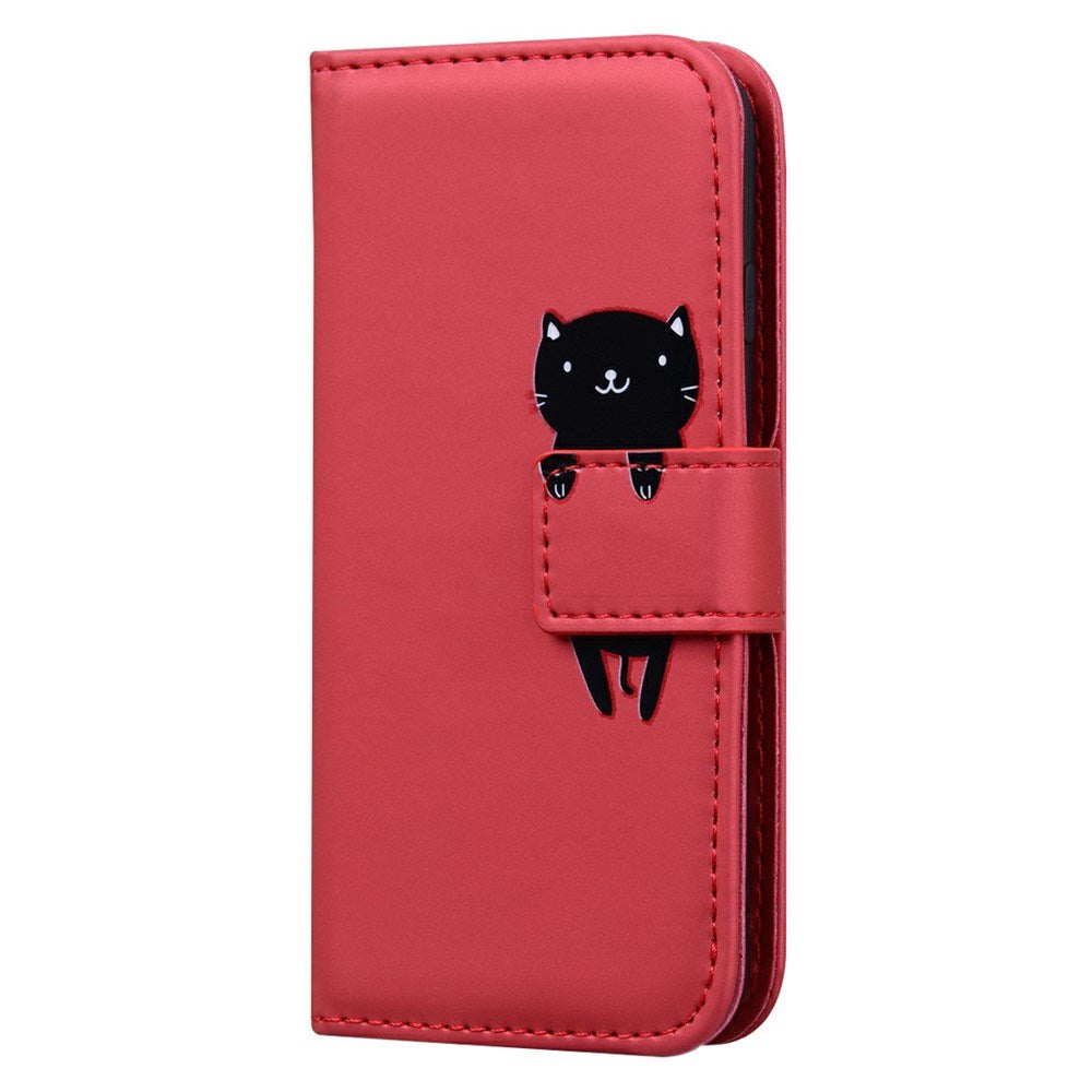 iPhone 16 Pro Kunstlæder Flip Cover m. Figur - Rød