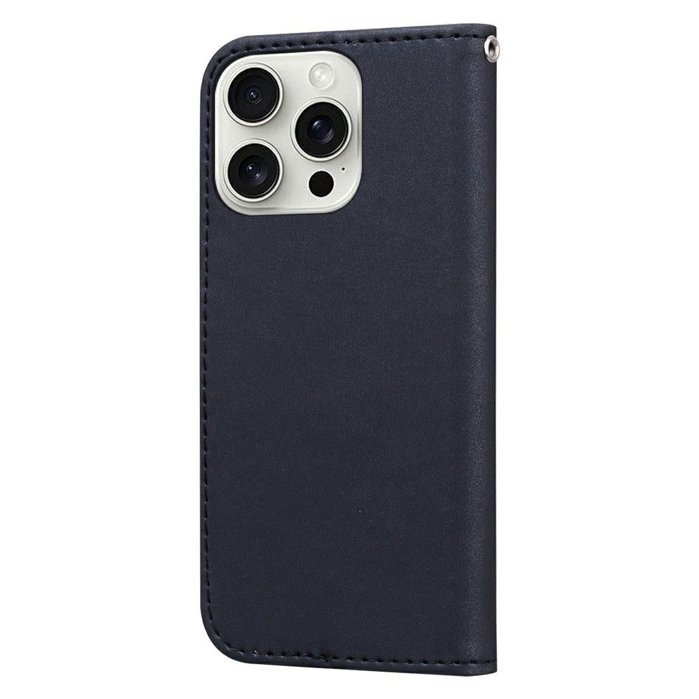 iPhone 16 Pro Kunstlæder Flip Cover m. Figur - Sort