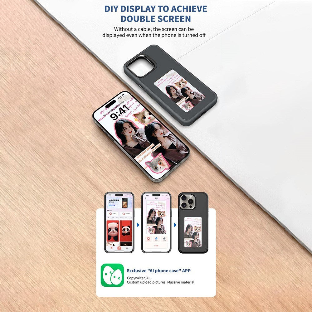 iPhone 16 Pro E-Ink Cover - Omskifteligt Design - Sort