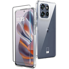 Motorola Edge 50 Neo 5G 2-i-1 Fleksibelt Plast Cover og Hærdet Glas Skærmbeskyttelse - Gennemsigtig