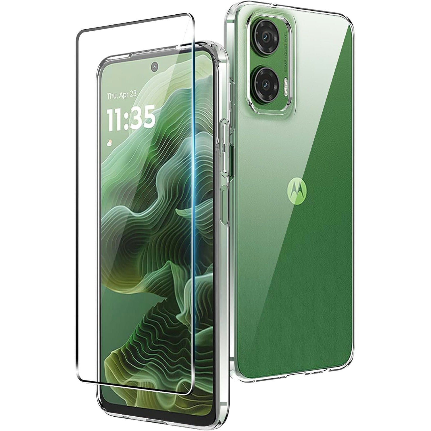 Motorola Moto G35 5G - Beskyttelsessæt med Blød Plast Etui og 2.5D Skærmbeskytter