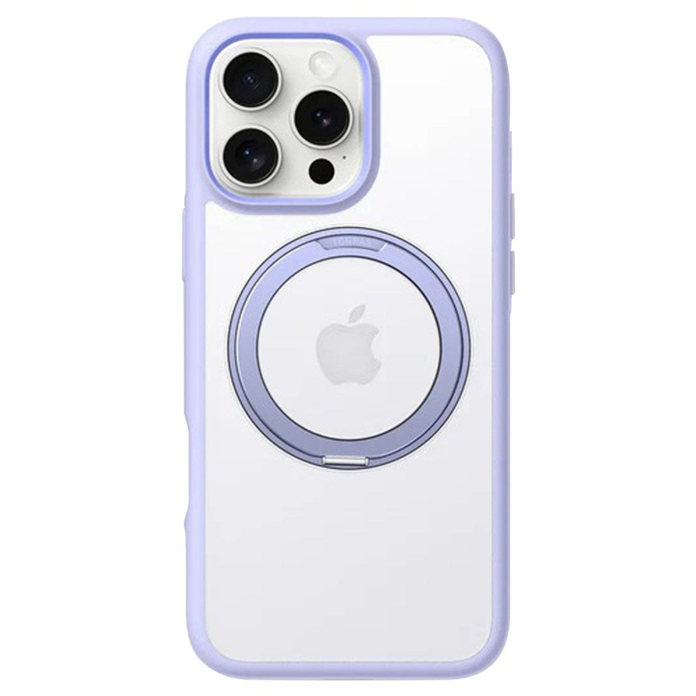 TORRAS iPhone 16 Pro Hybrid Plastik Cover m. Roterbar Kickstand Ring - MagSafe Kompatibel - Gennemsigtig / Lilla