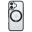 TORRAS iPhone 16 Hybrid Plastik Cover m. Roterbar Kickstand Ring - MagSafe Kompatibel - Gennemsigtig / Sort