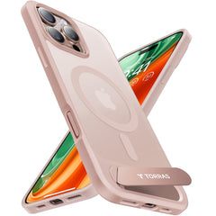 TORRAS iPhone 16 Pro Hybrid Cover m. Ståfunktion - MagSafe Kompatibel - Rose Gold