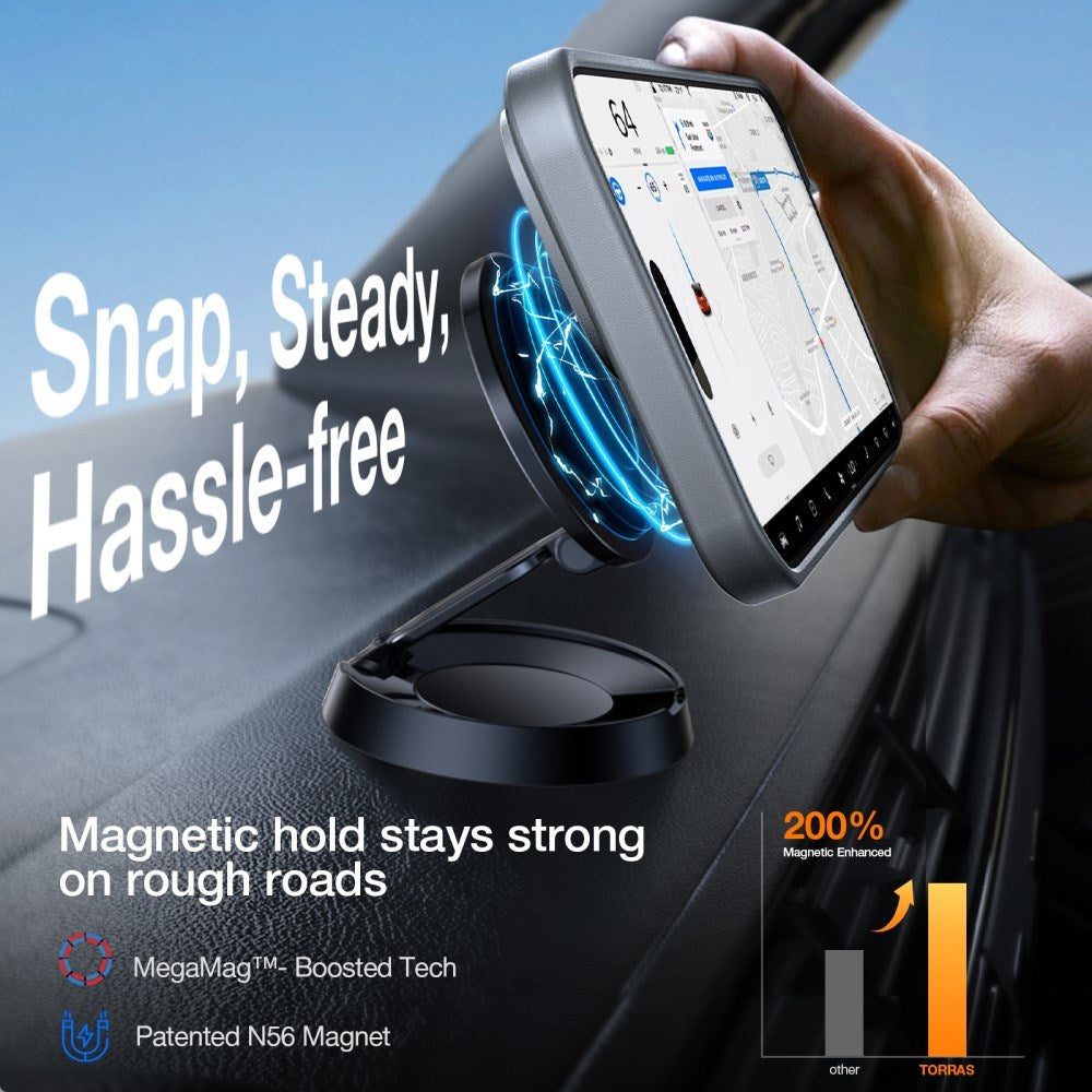 TORRAS iPhone 16 Pro Hybrid Cover m. Ståfunktion - MagSafe Kompatibel - Grå