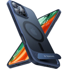 TORRAS iPhone 16 Pro Hybrid Cover m. Ståfunktion - MagSafe Kompatibel - Blå