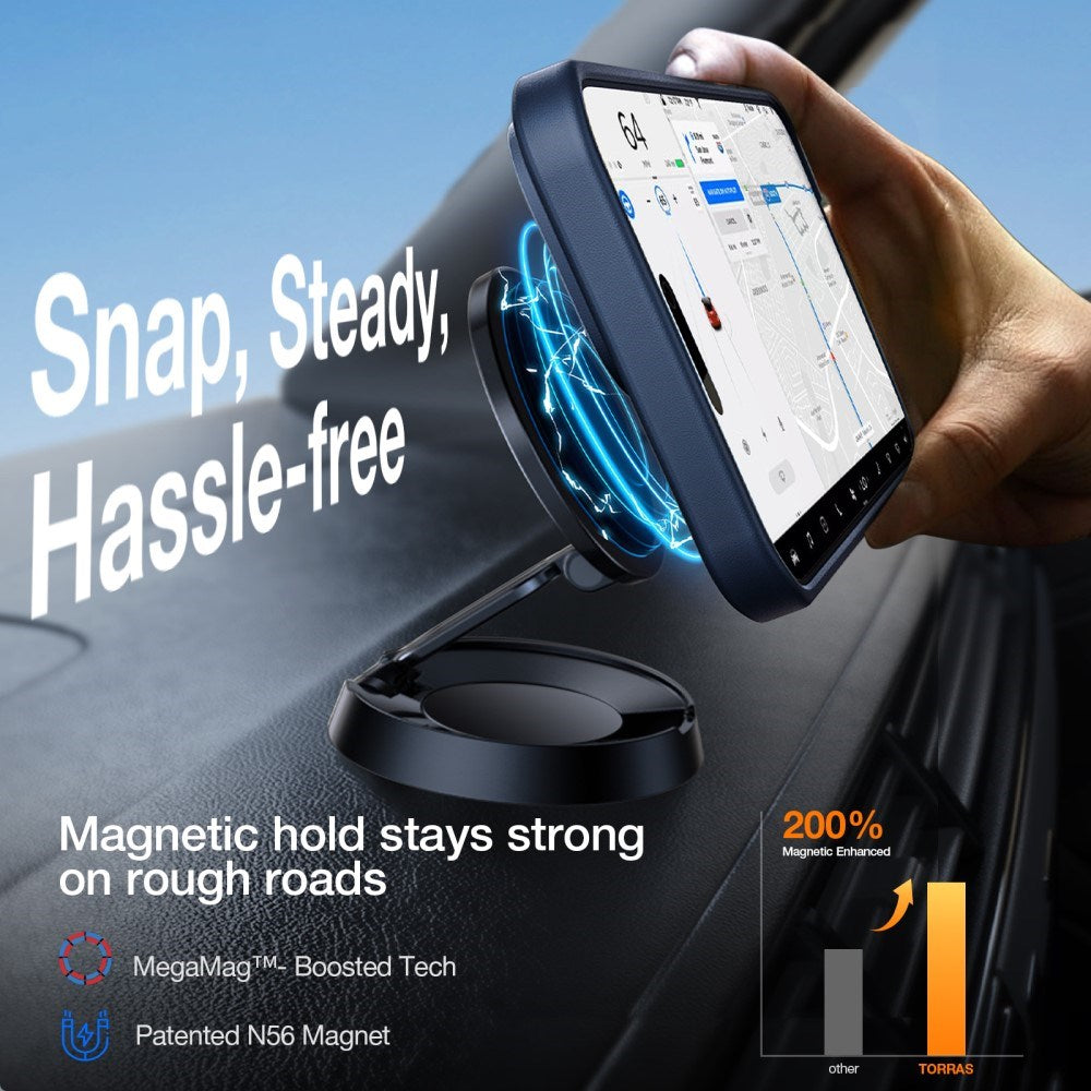 TORRAS iPhone 16 Pro Hybrid Cover m. Ståfunktion - MagSafe Kompatibel - Blå