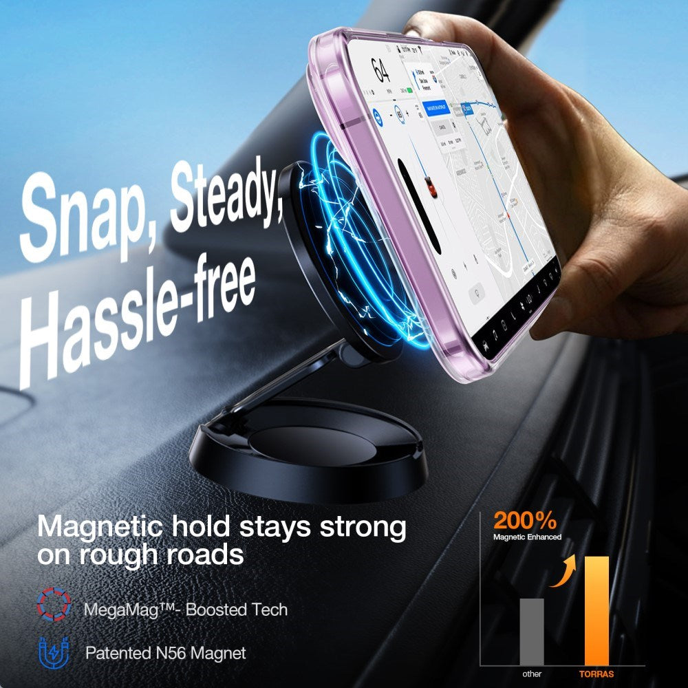 TORRAS iPhone 16 Hybrid Cover m. Ståfunktion - MagSafe Kompatibel - Gennemsigtig