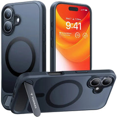 TORRAS iPhone 16 Hybrid Cover m. Ståfunktion - MagSafe Kompatibel - Sort