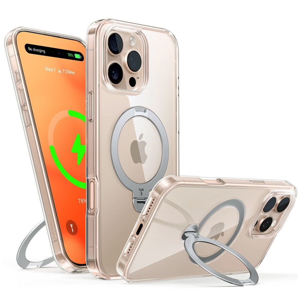 TORRAS iPhone 16 Pro Hybrid Plastik Cover m. Ståfunktion - MagSafe Kompatibel - Gennemsigtig