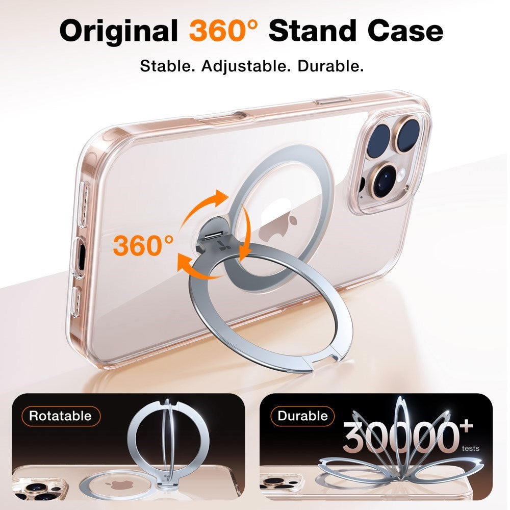 TORRAS iPhone 16 Pro Max Hybrid Plastik Cover m. Ståfunktion - MagSafe Kompatibel - Gennemsigtig