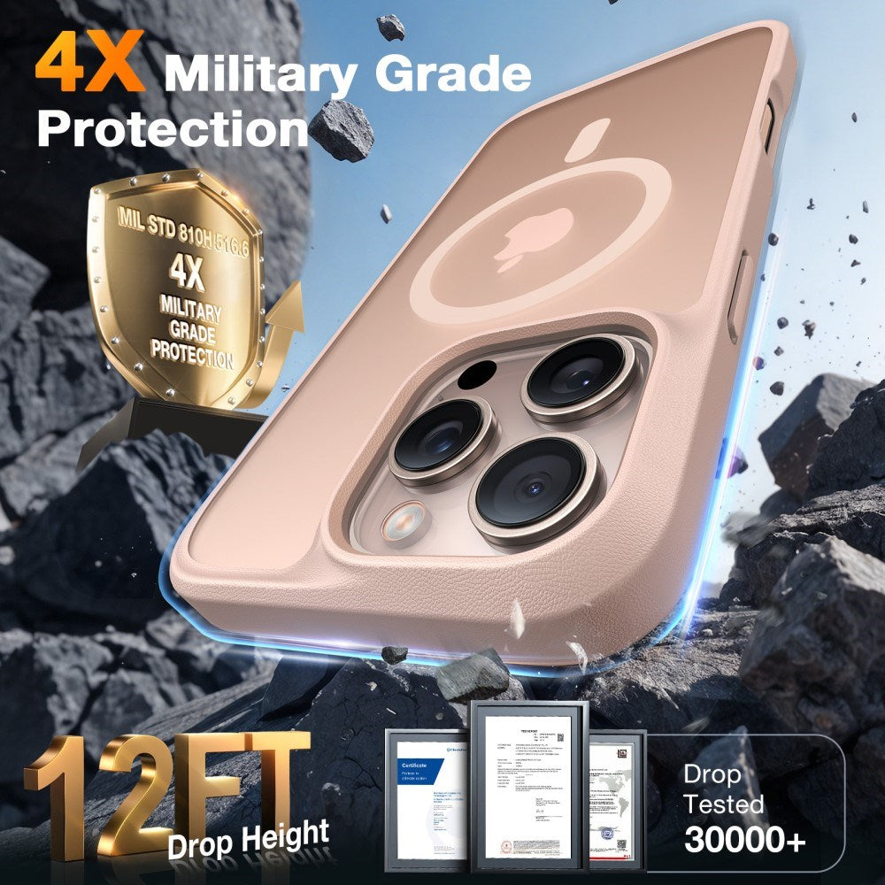 TORRAS iPhone 16 Pro Hybrid Cover - MagSafe Kompatibel - Rose Gold