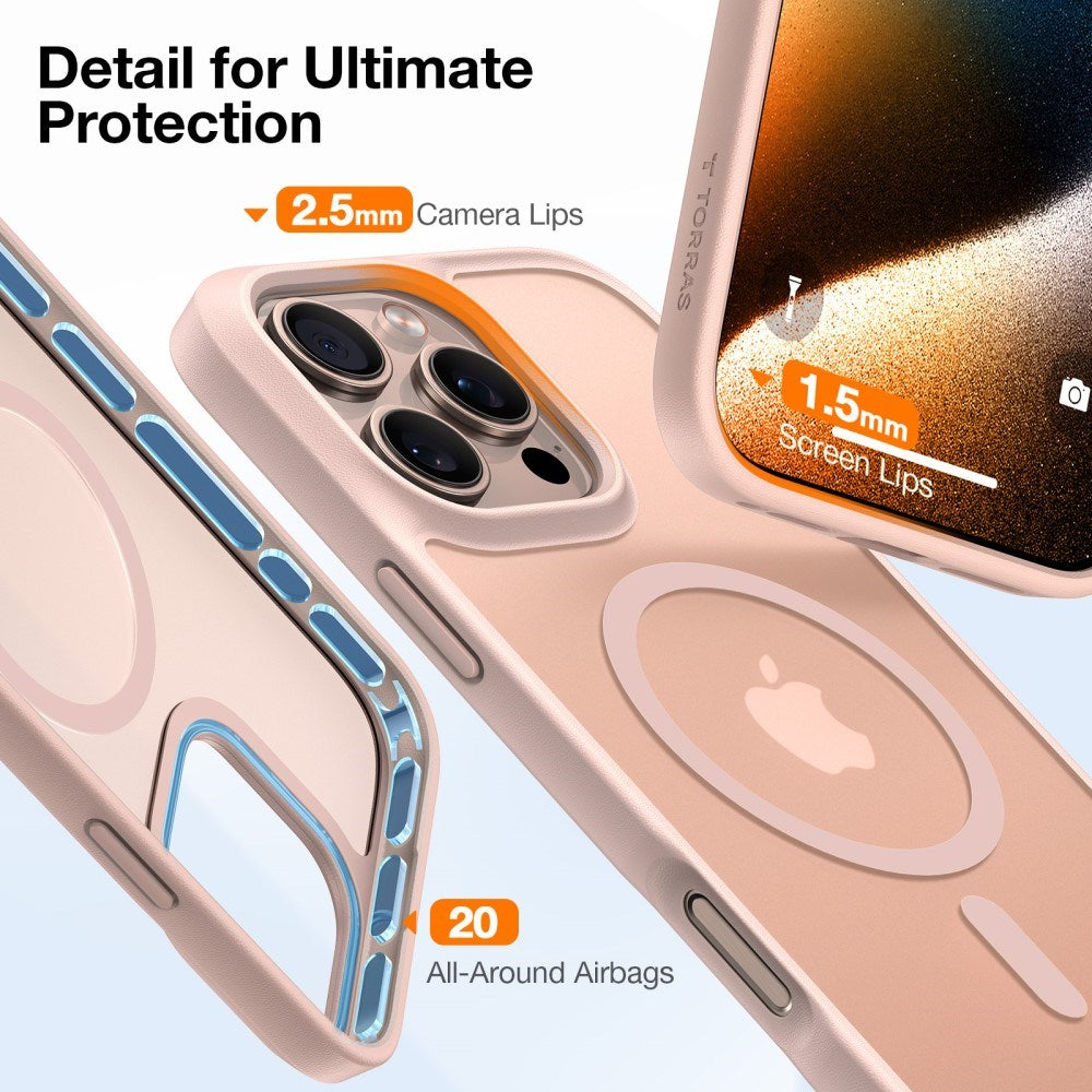 TORRAS iPhone 16 Pro Hybrid Cover - MagSafe Kompatibel - Rose Gold
