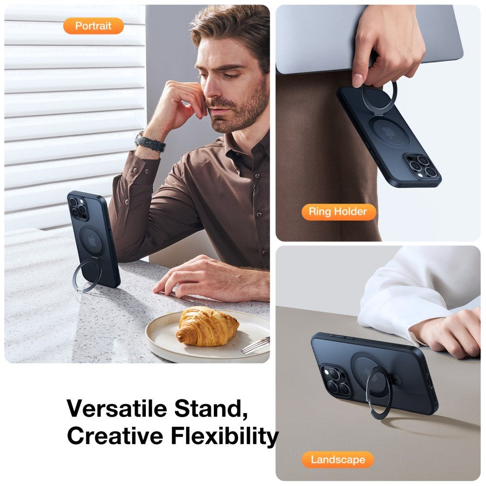 TORRAS iPhone 16 Pro Max Guardian Ostand Series Cover m. Kickstand - MagSafe Kompatibel - Sort