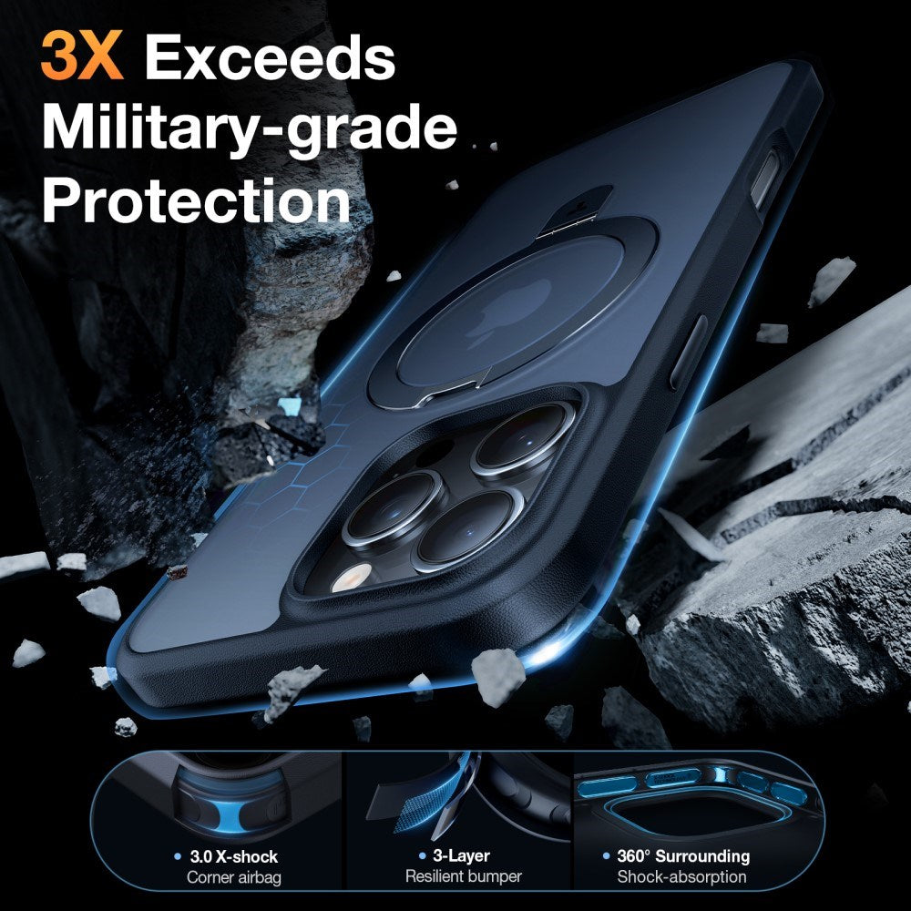 TORRAS iPhone 16 Pro Max Guardian Ostand Series Cover m. Kickstand - MagSafe Kompatibel - Sort