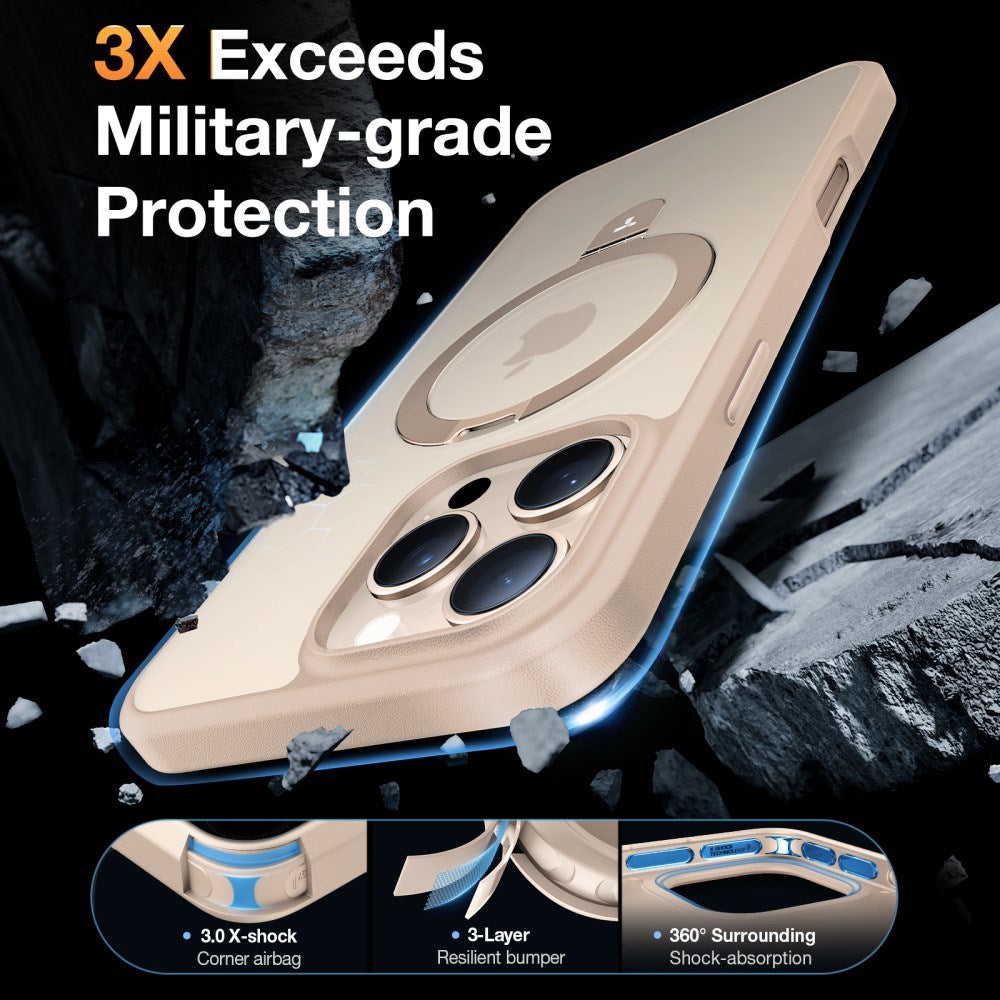 TORRAS iPhone 16 Pro Max Guardian Ostand Series Cover m. Kickstand - MagSafe Kompatibel - Rose Gold