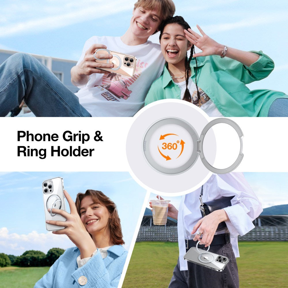 TORRAS iPhone 16 Pro Plastik Cover m. Kickstand Ring - MagSafe Kompatibel - Gennemsigtig