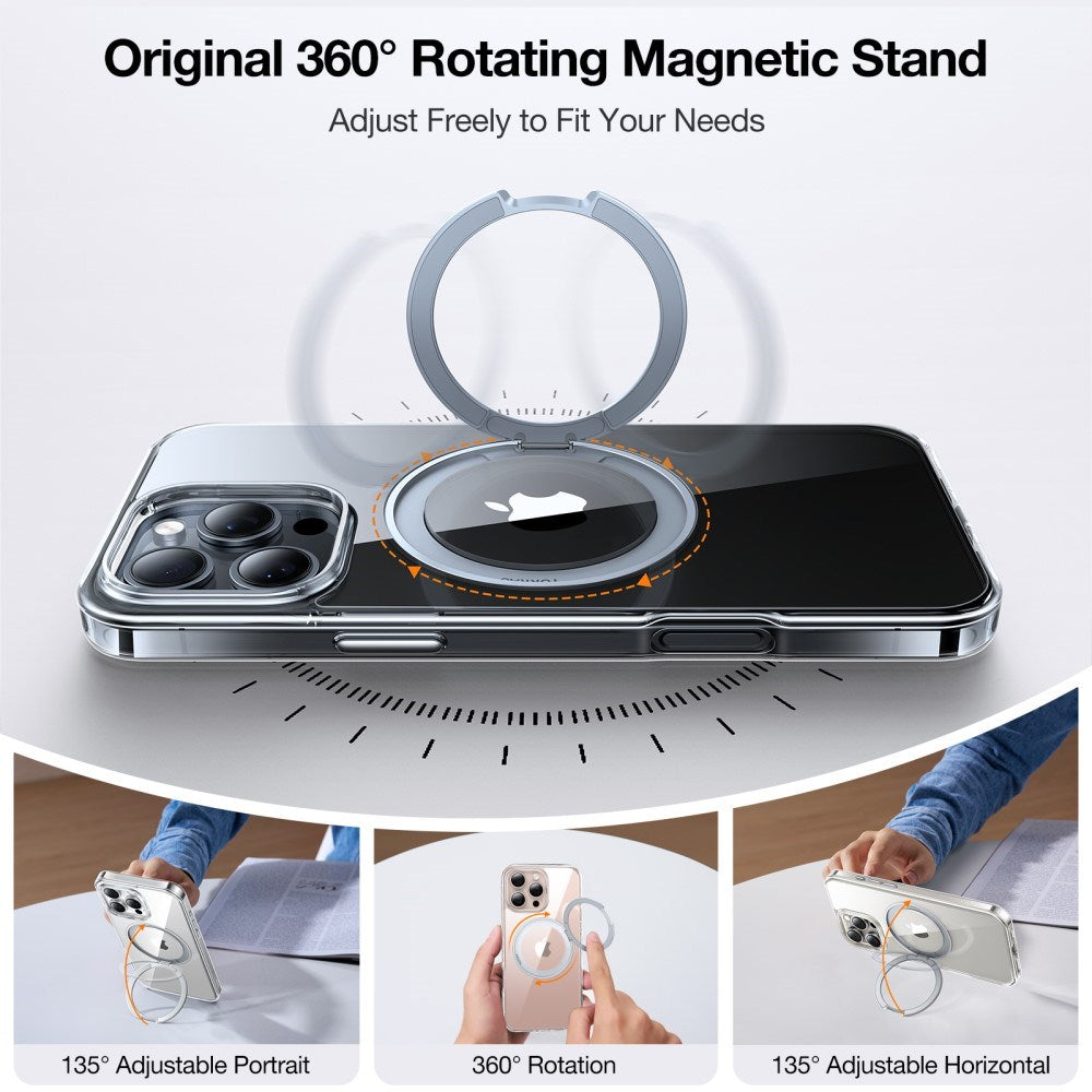 TORRAS iPhone 16 Pro Max Plastik Cover m. Kickstand Ring - MagSafe Kompatibel - Gennemsigtig
