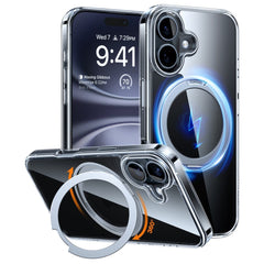 TORRAS iPhone 16 Fleksibelt Plastik Cover m. Ring Kickstand - MagSafe Kompatibel - Gennemsigtig