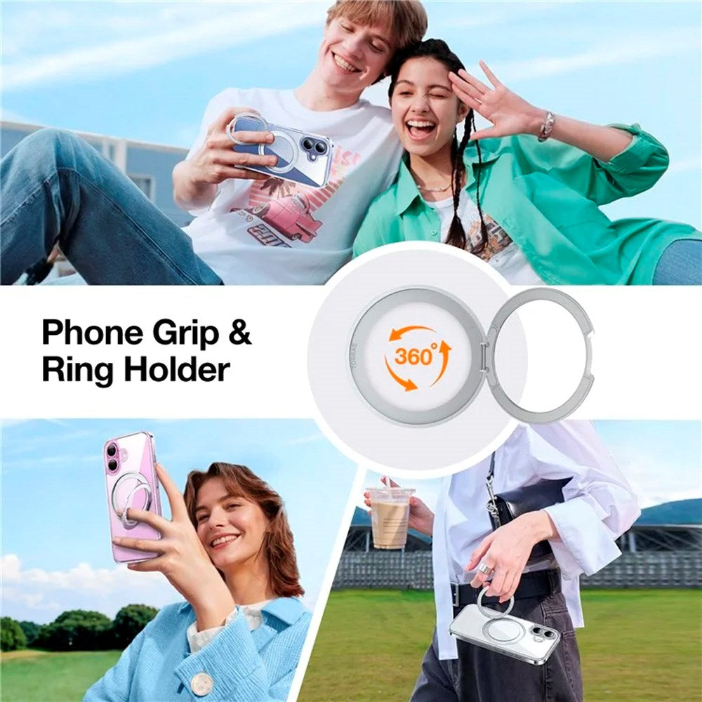 TORRAS iPhone 16 Fleksibelt Plastik Cover m. Ring Kickstand - MagSafe Kompatibel - Gennemsigtig
