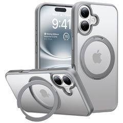 TORRAS iPhone 16 Fleksibelt Plastik Cover m. Ring Kickstand - MagSafe Kompatibel - Grå