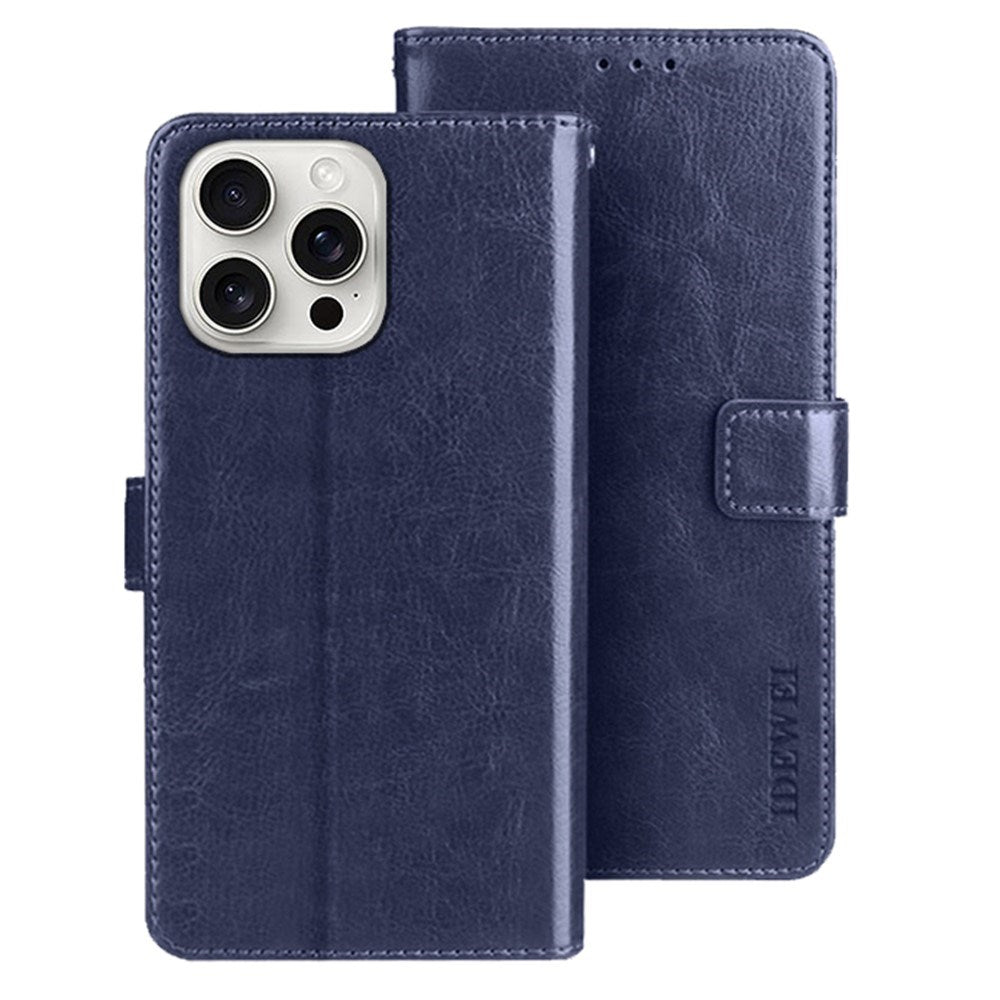 EIDERWOOD iPhone 16 Pro Max Kunstlæder Flip Cover m. Pung & Ståfunktion - Blå