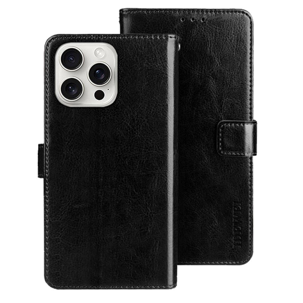 EIDERWOOD iPhone 16 Pro Kunstlæder Flip Cover m. Pung & Ståfunktion - Sort