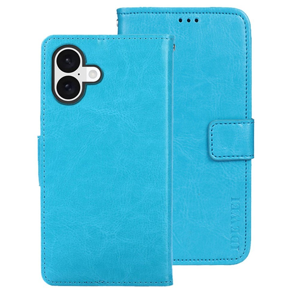 EIDERWOOD iPhone 16 Plus Kunstlæder Flip Cover m. Pung & Ståfunktion - Lyseblå