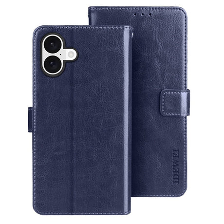 EIDERWOOD iPhone 16 Plus Kunstlæder Flip Cover m. Pung & Ståfunktion - Blå