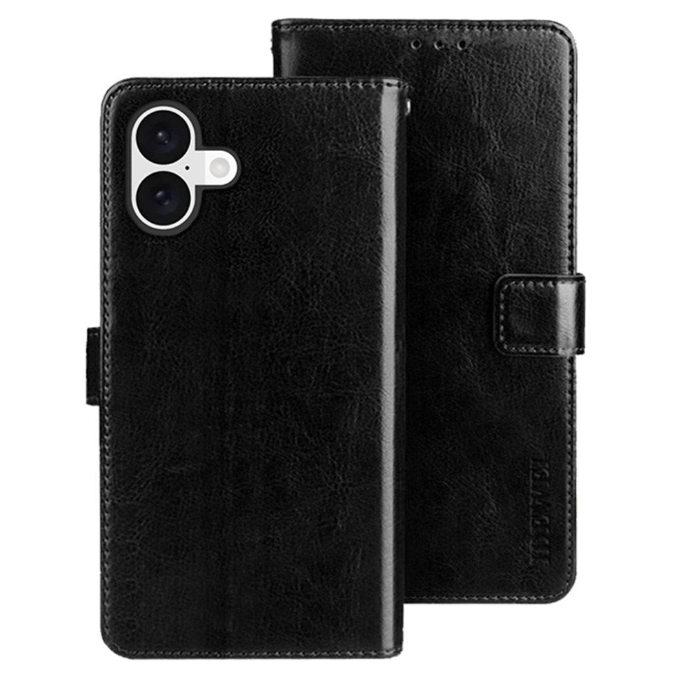 EIDERWOOD iPhone 16 Kunstlæder Flip Cover m. Pung & Ståfunktion - Sort