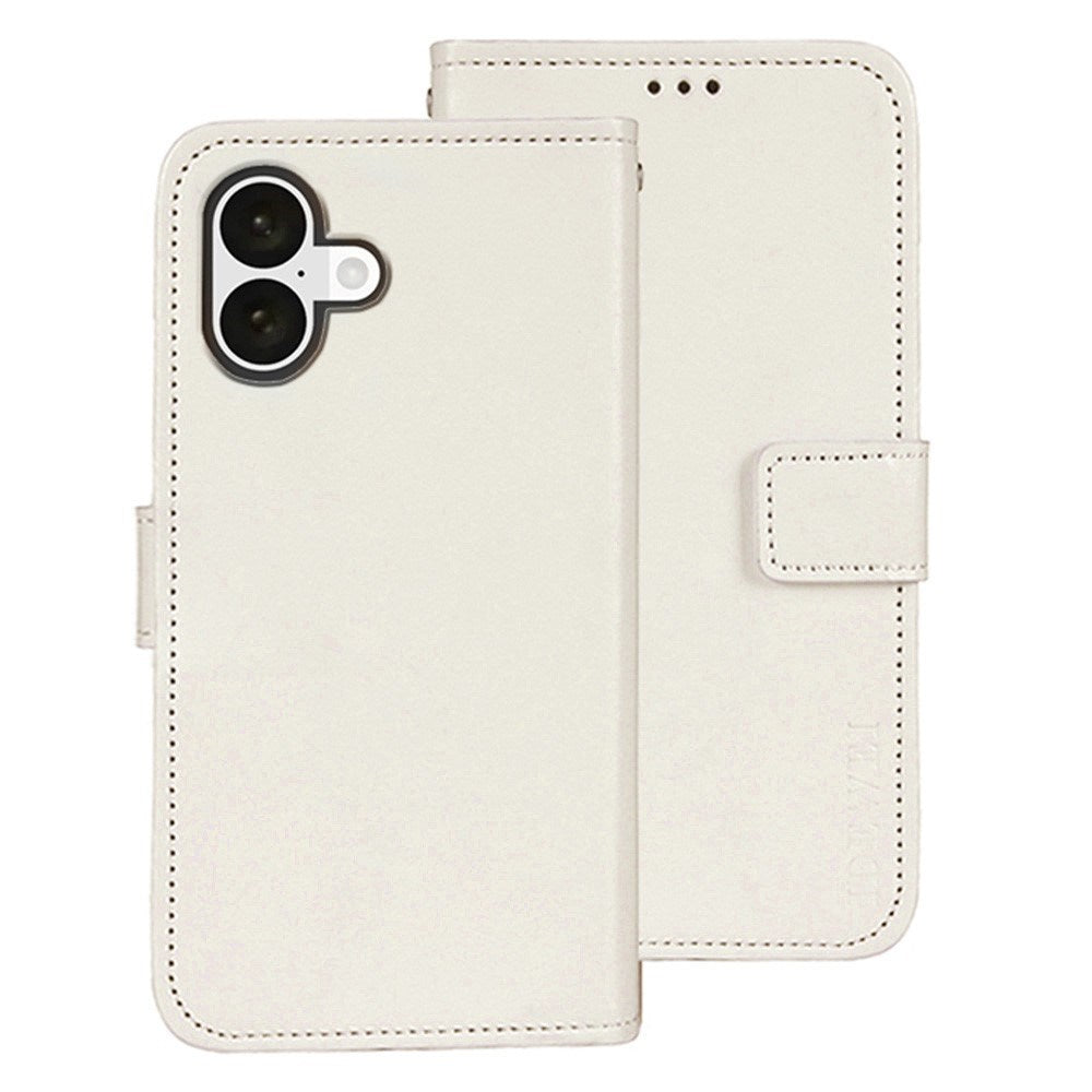 EIDERWOOD iPhone 16 Kunstlæder Flip Cover m. Pung & Ståfunktion - Hvid
