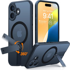 TORRAS iPhone 16 Fleksibel Plastik Cover m. Roterende Kickstand - MagSafe Kompatibel - Sort
