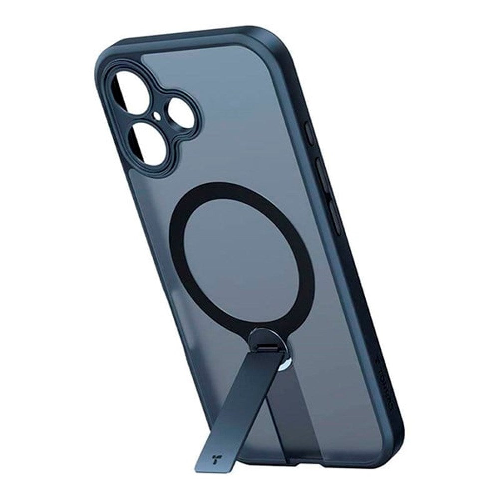 TORRAS iPhone 16 Fleksibel Plastik Cover m. Roterende Kickstand - MagSafe Kompatibel - Sort