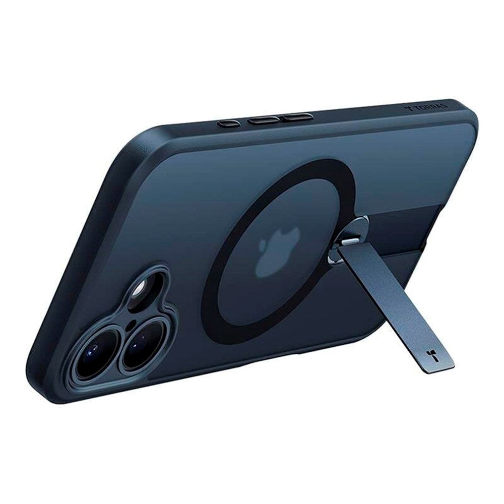 TORRAS iPhone 16 Fleksibel Plastik Cover m. Roterende Kickstand - MagSafe Kompatibel - Sort