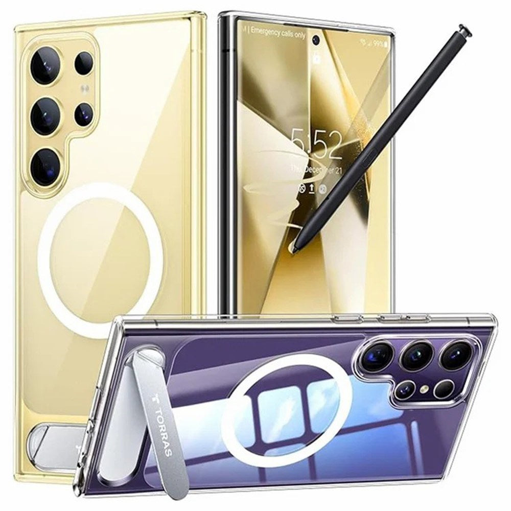 TORRAS Samsung Galaxy S24 Ultra Hybrid Cover m. Kickstand - MagSafe Kompatibel - Gennemsigtig