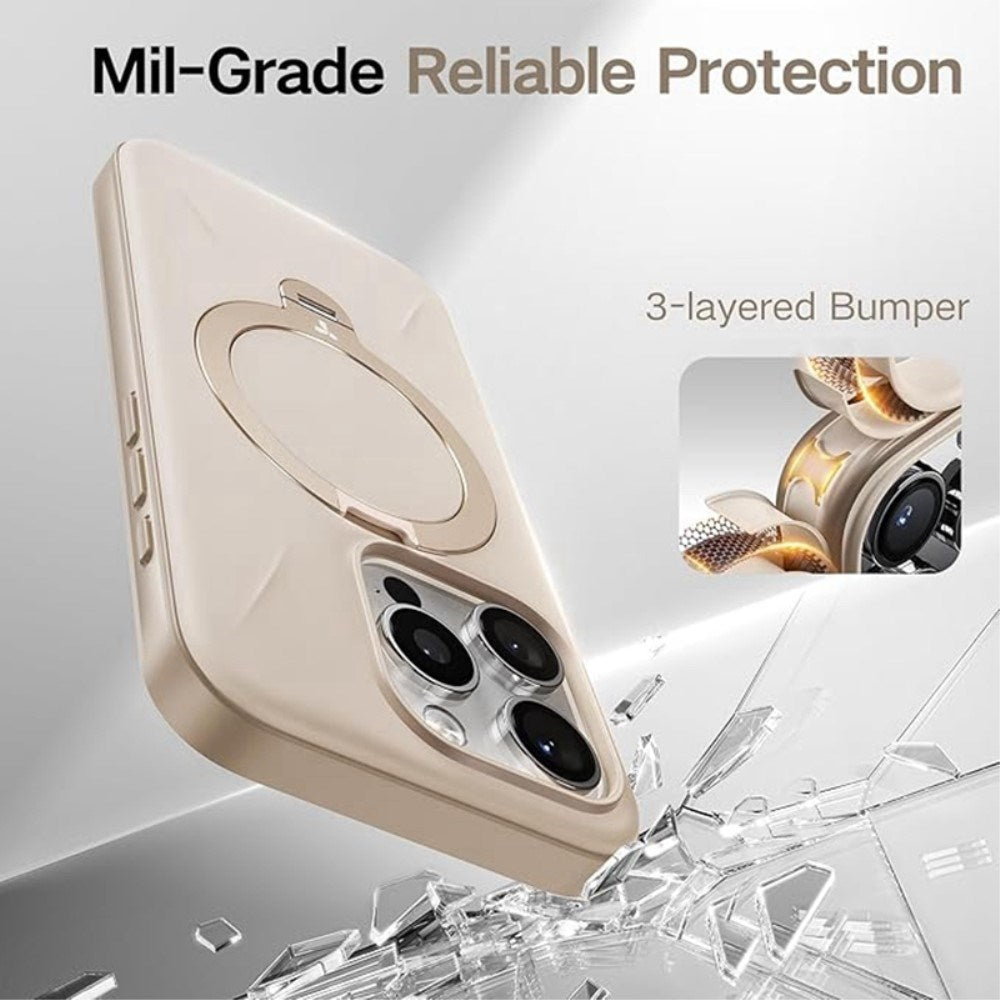 TORRAS iPhone 16 Pro Fleksibelt Plastik Cover m. Ring Kickstand - MagSafe Kompatibel - Rose Gold