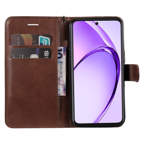 EIDERWOOD OPPO A60 / A40m / A40 Kunstlæder Flip Cover m. Strop - Brun