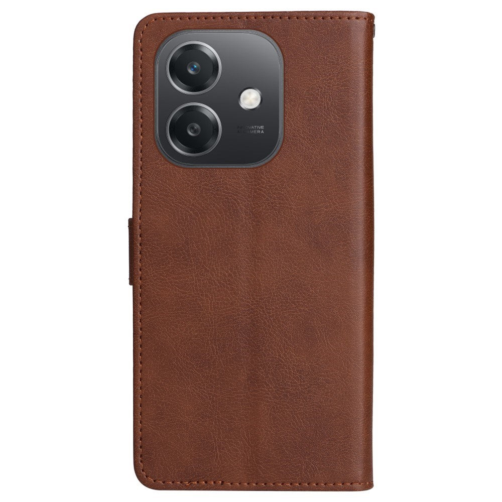 EIDERWOOD OPPO A60 / A40m / A40 Kunstlæder Flip Cover m. Strop - Brun